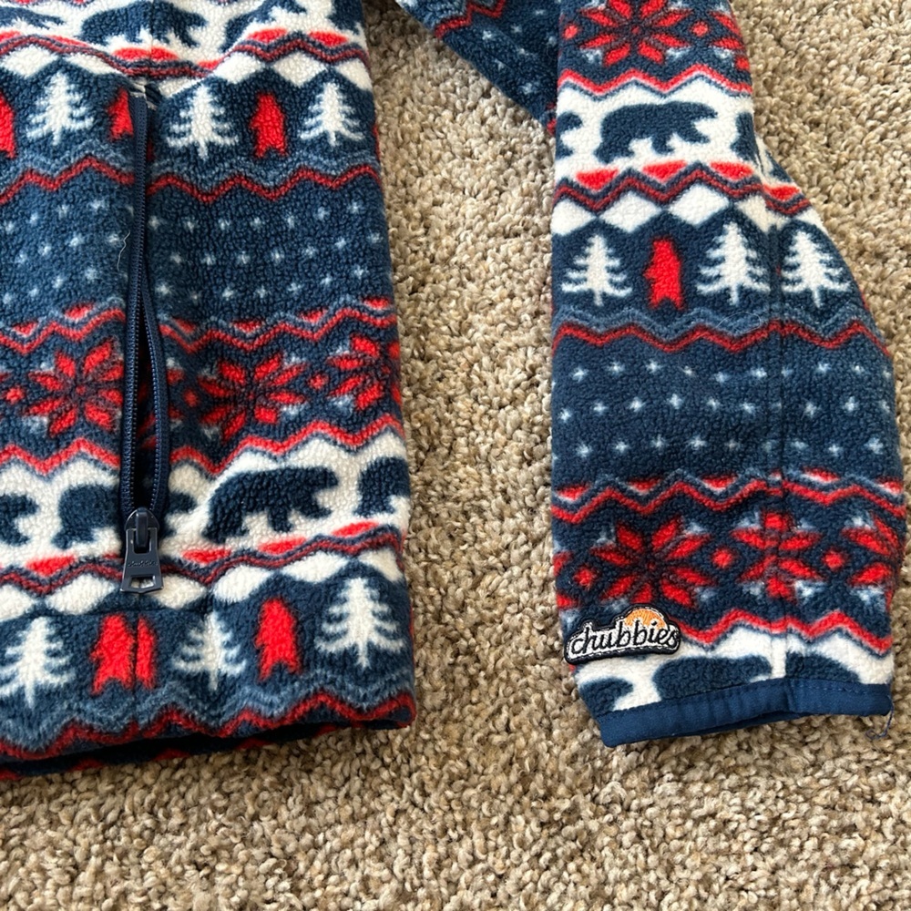 Chubbies Men's The Bearly Wild Quarter Zip Fleece Pullover Red White Blue Size M - Picture 4 of 11